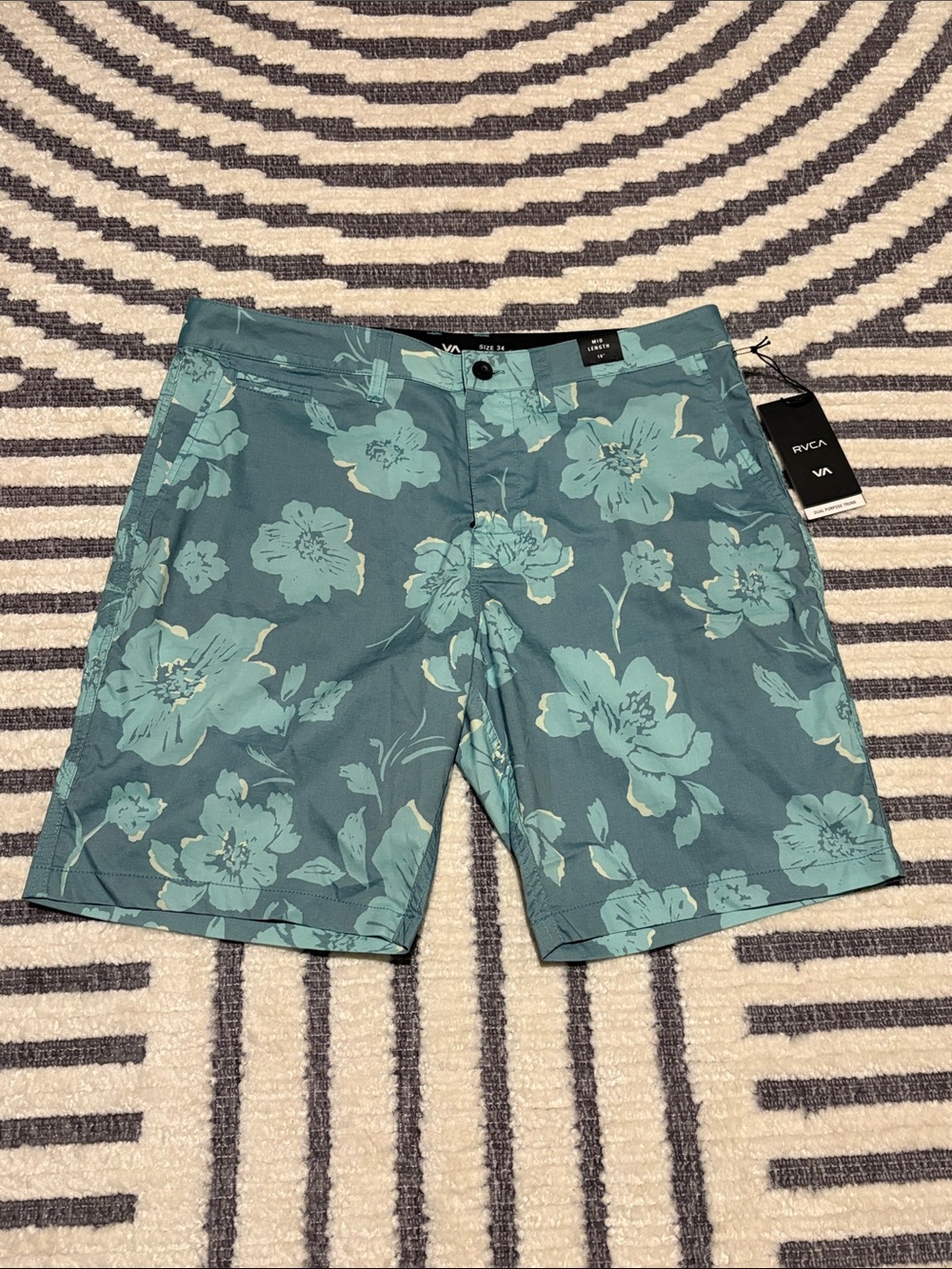 RVCA Teal Floral Hybrid Shorts